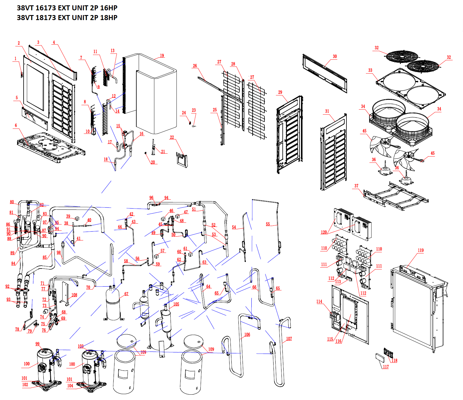 VRF- UNITE EXTERIEURE 3 TUBES HR-18HP