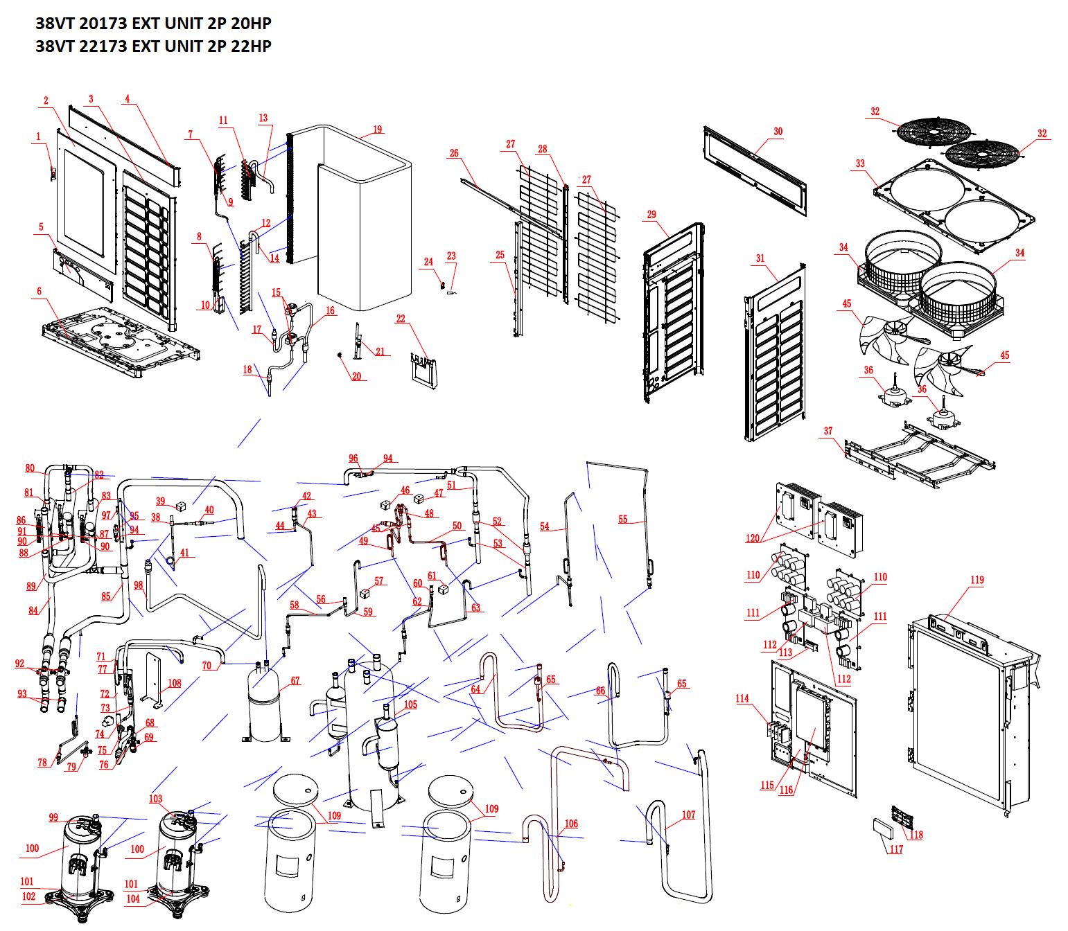 VRF- UNITE EXTERIEURE 3 TUBES HR-20HP