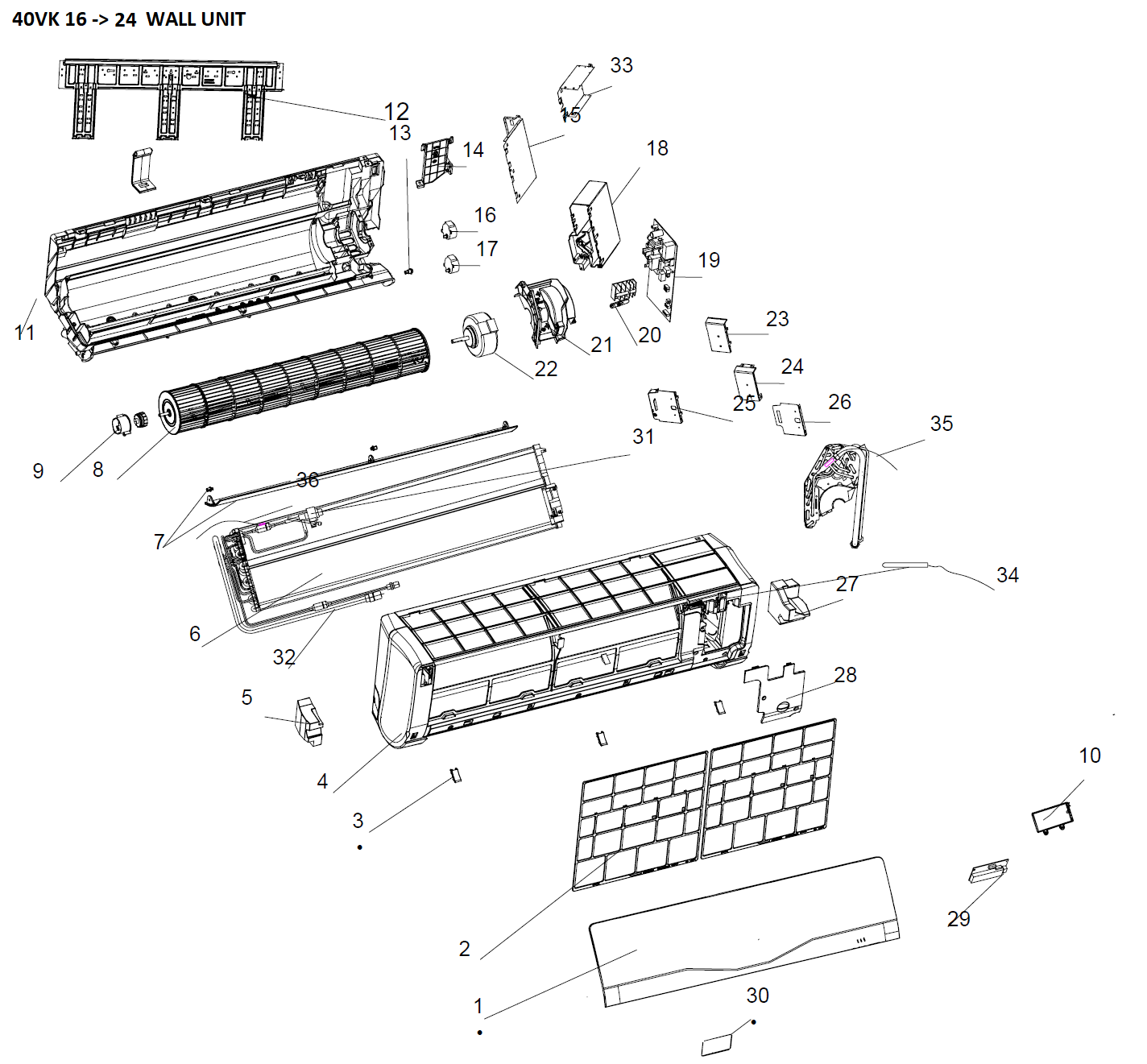 VRF- MURALE 16KBTU/H=40VK016S-7S2QEE