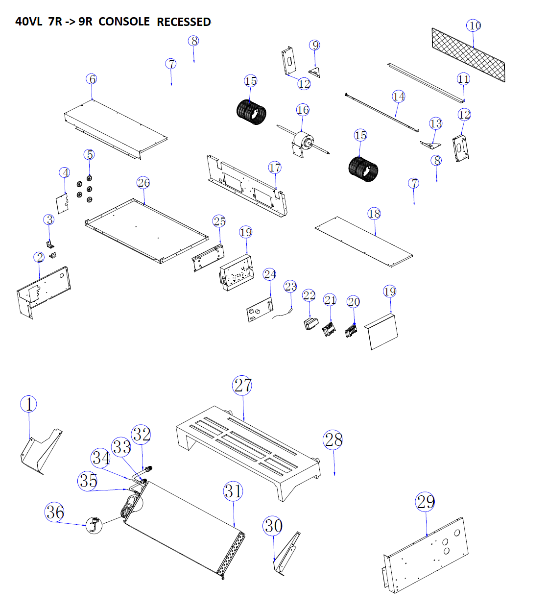 VRF-CONSOLE ENCASTRÉE-9KBTU/H