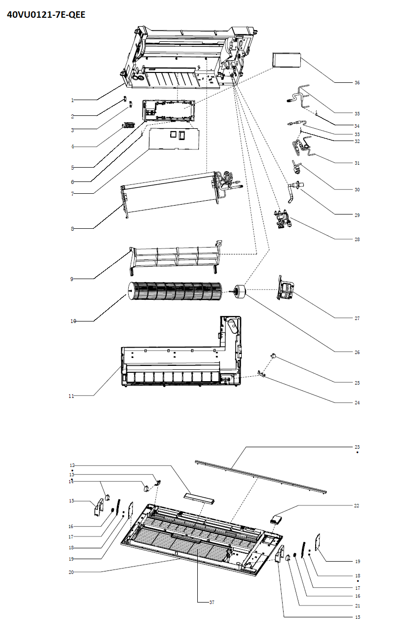 VRF-CASSETTE 1 VOIE SS PANN.-12KBTU/H