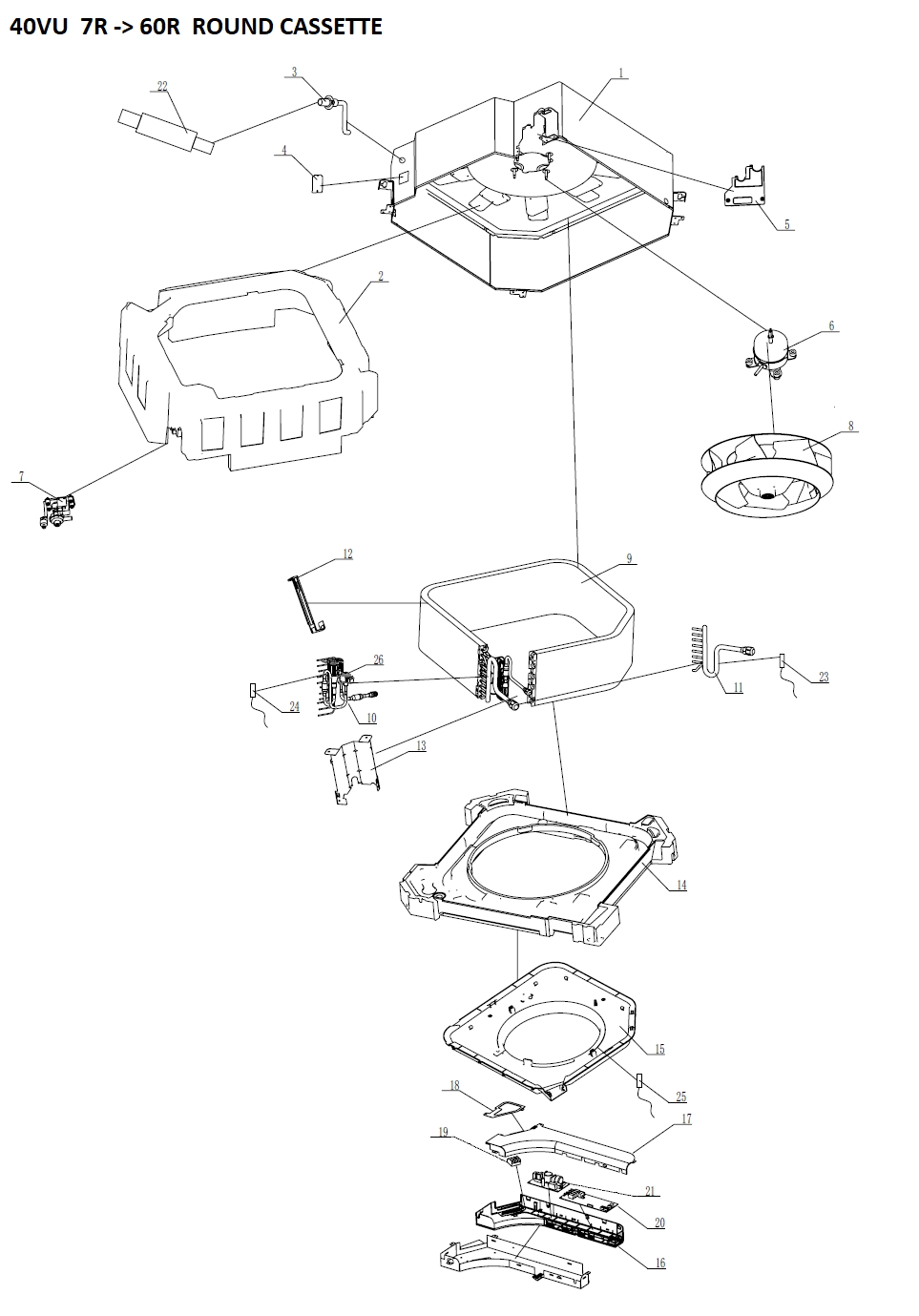 VRF-CASSETTE ROUNDWAY SS PANN.-24KBTU/H
